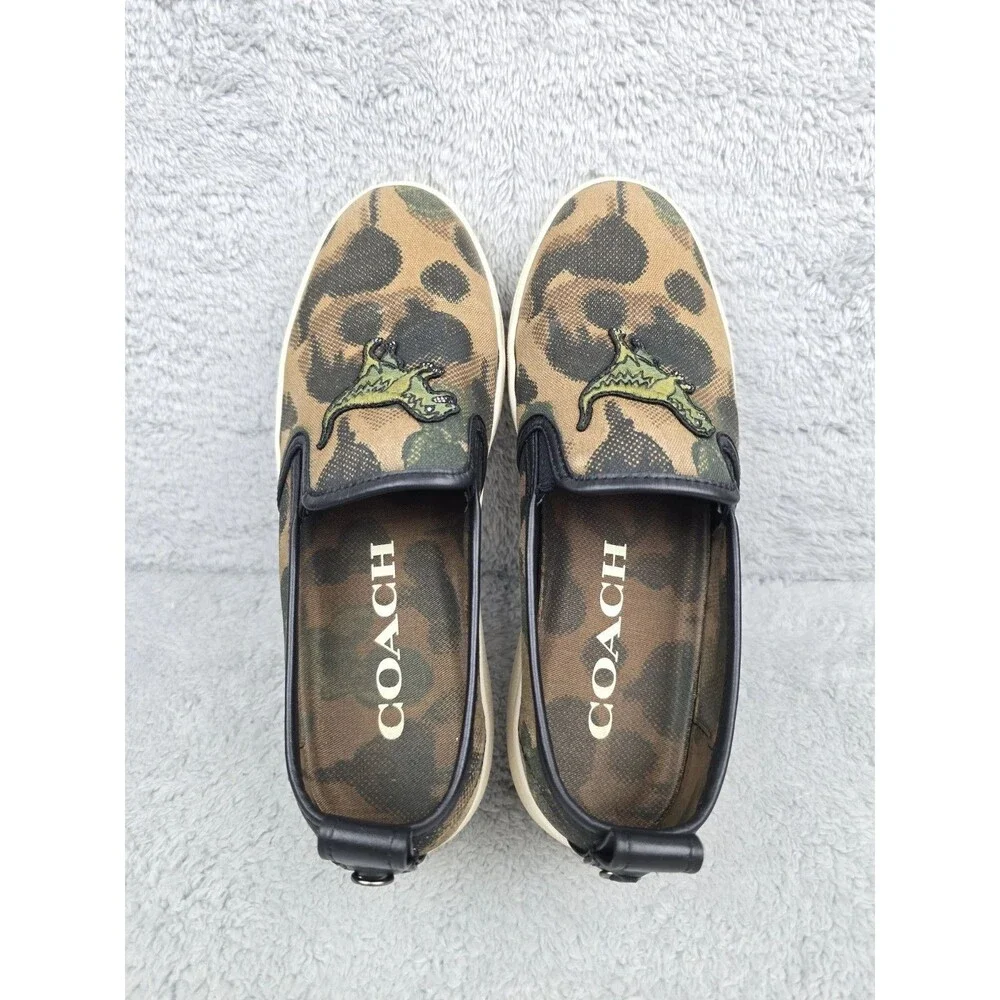 COACH C115 Rexy Dino Dinosaur Camo Slip On Sneakers Mens 8.5 G3864